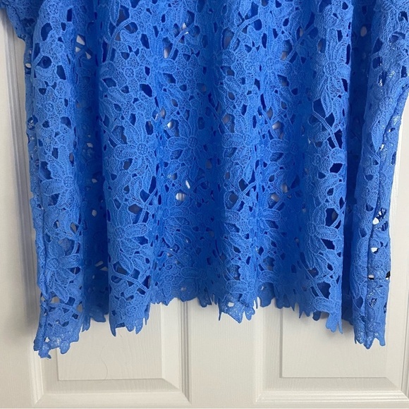 Lane Bryant Crochet Lace Short Sleeve Blouse Blue Floral Feminine Sz 26 Plus - Picture 4 of 10